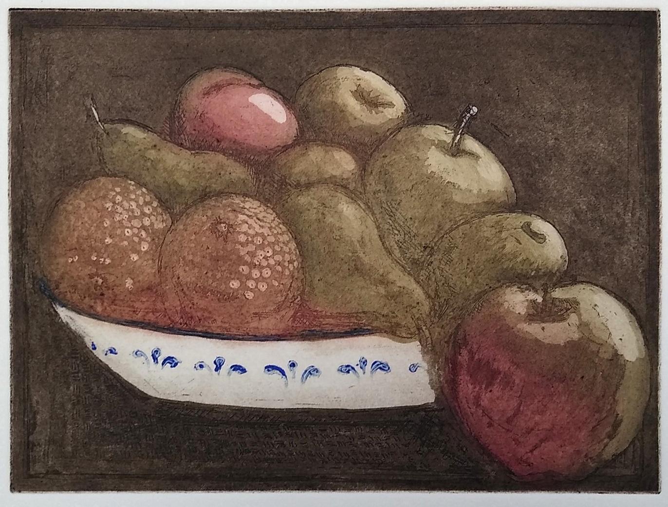 Fruit Bowl with blue delft style pattern